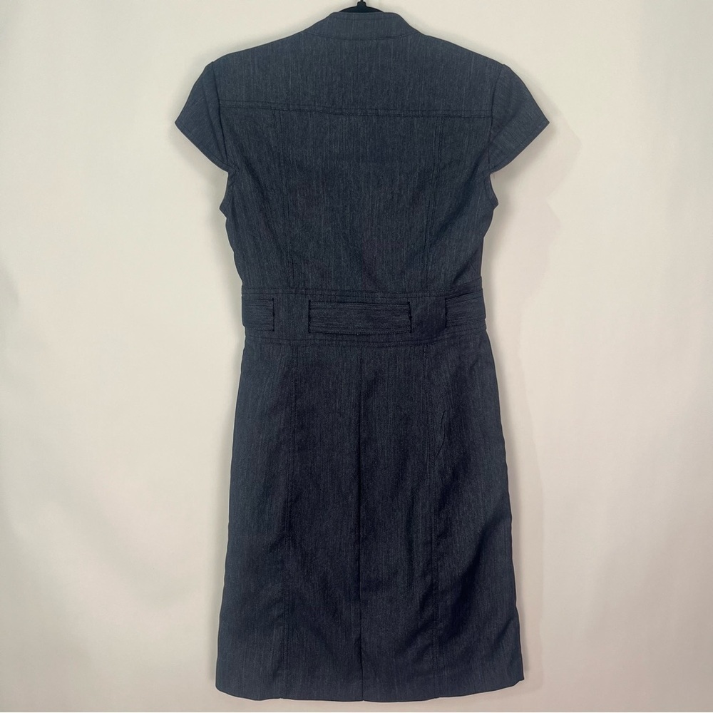 Shelby and Palmer Denim- Like Button Down Belted Dress Cap sleeves Sz 6 - Picture 3 of 8